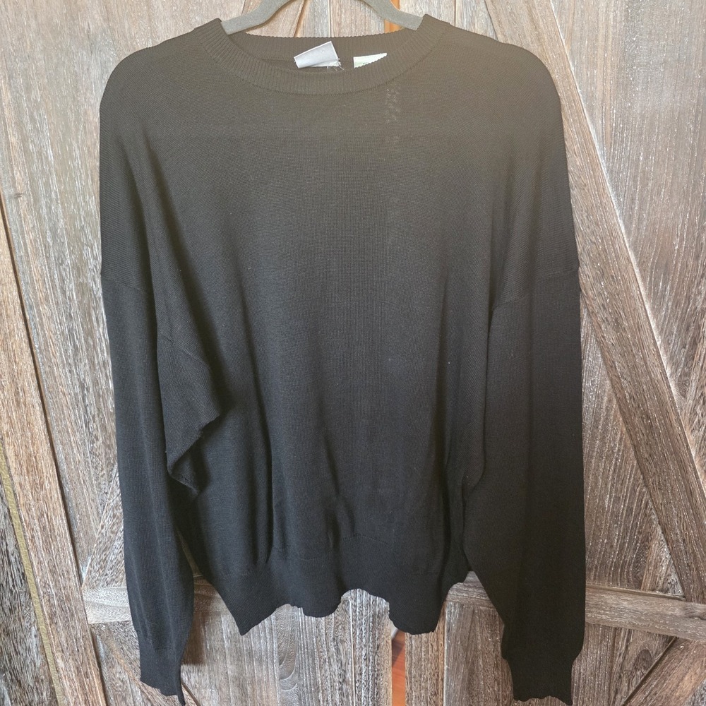 Men Go Silk Sweater Men's Size 3 (XL) Black 100% Silk Long Sleeve Lightweight